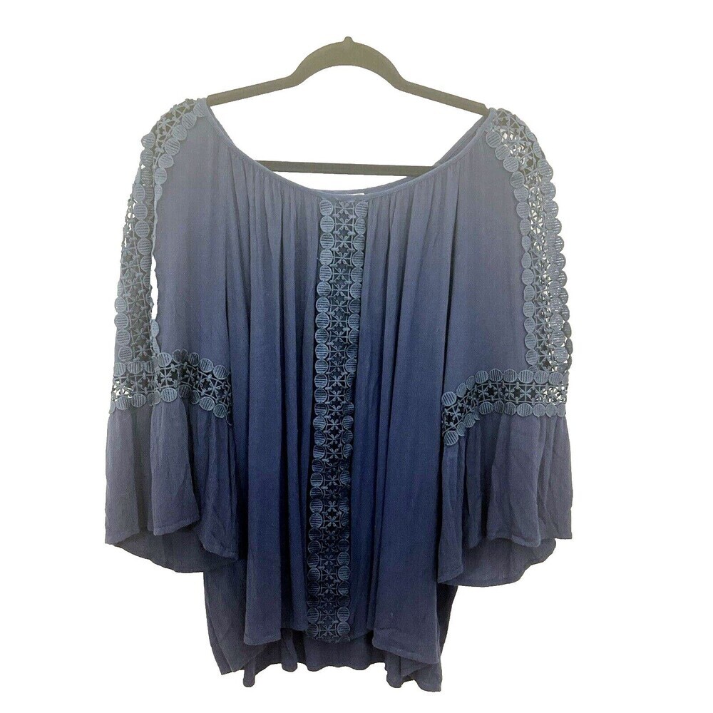 Westport Woman's Blouse 3/4 Slit Sleeve Blue Size 3X